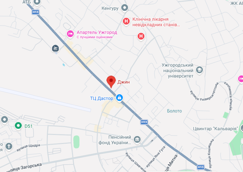 Карта - школа Mozaika Ужгород